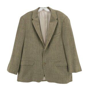 NORMAN HILTON Herringbone Wool Silk Linen Blazer Jacket Size 44R